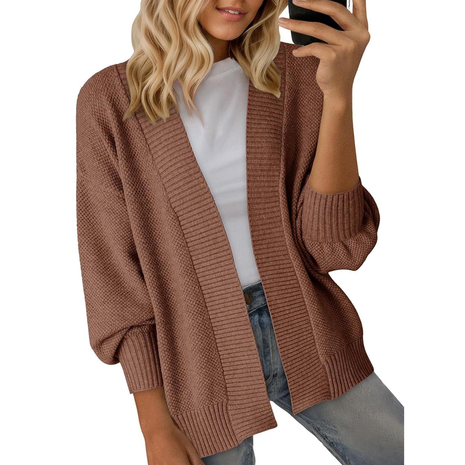 

Women s Cardigan Sweaters Lightweight R-Neck Long Sleeve Outfits Fall Fashion Clothing M кавовий