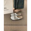 Niche hollow breathable mesh yarn bag head half slippers women summer wear a pedal thick bottom fishing net