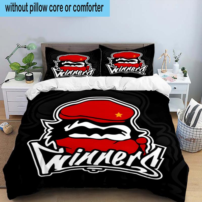 Wydad AC Artwork 3PCS Bedding Set 2D Printing (Includes 1 Duvet Cover + 2 Pillowcases Coreless), Bedroom decor,Fan gift