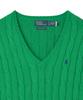 POLO RALPH LAUREN W Cable Knit Cotton V-Neck Sweater - Green