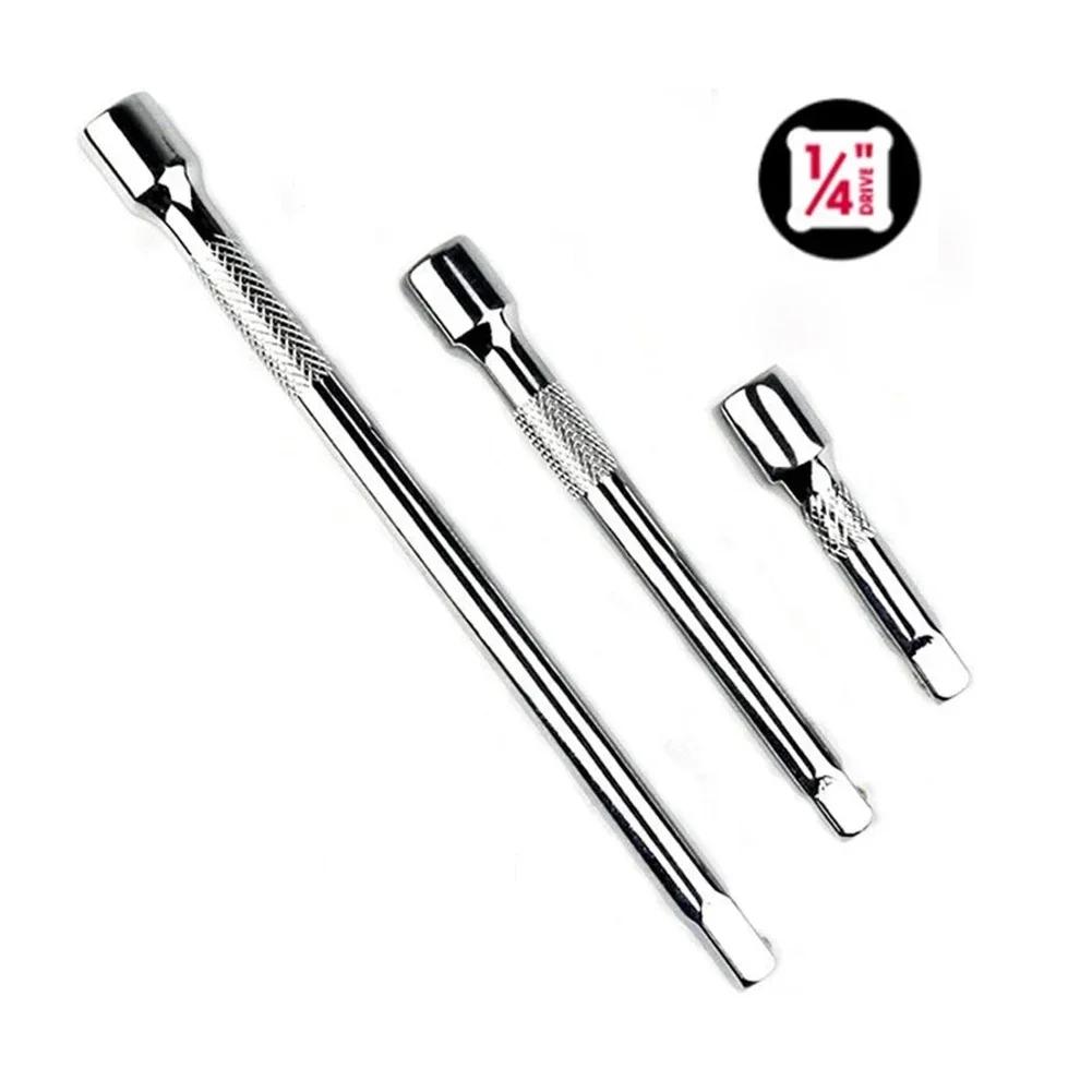 1Pc 50/100/150mm Long Extension Bar For 1/4 Sleeve Drive Ratchet Socket Extender Ratchet Wrench Quick Release Hand Tool