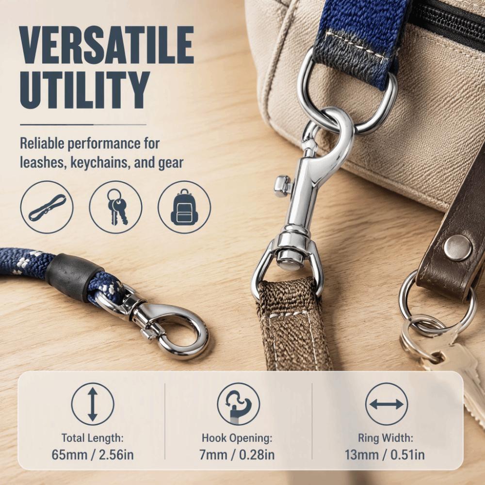 2pcs Swivel Eye Rotating Snap Hook 65mm Length Swivel Eye Snap Hook Pet Collar