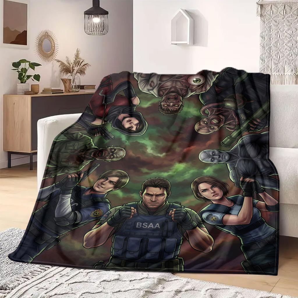 Resident Evil Vivid Print Flannel Blanket, Cartoon Character Bedding, Warm Home Decor for Chairs, Portable Picnic_LIAN