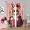 2pcs  2D plane printing Pattern Curtains Christmas Corgi Gift Festive Dog (2) Polyester Easy Install (without rod) Versatile All