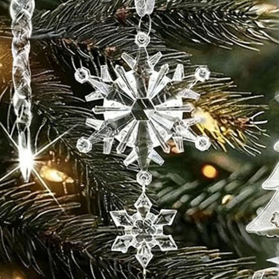32 Pcs Christmas Ornaments Acrylic Hanging Decor Set with Snowflakes Deer Snowman Icicles Candy