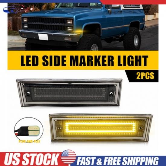 2X LED Front LED Side Marker Lights For Chevrolet K5 Blazer/Suburban 1981-1991