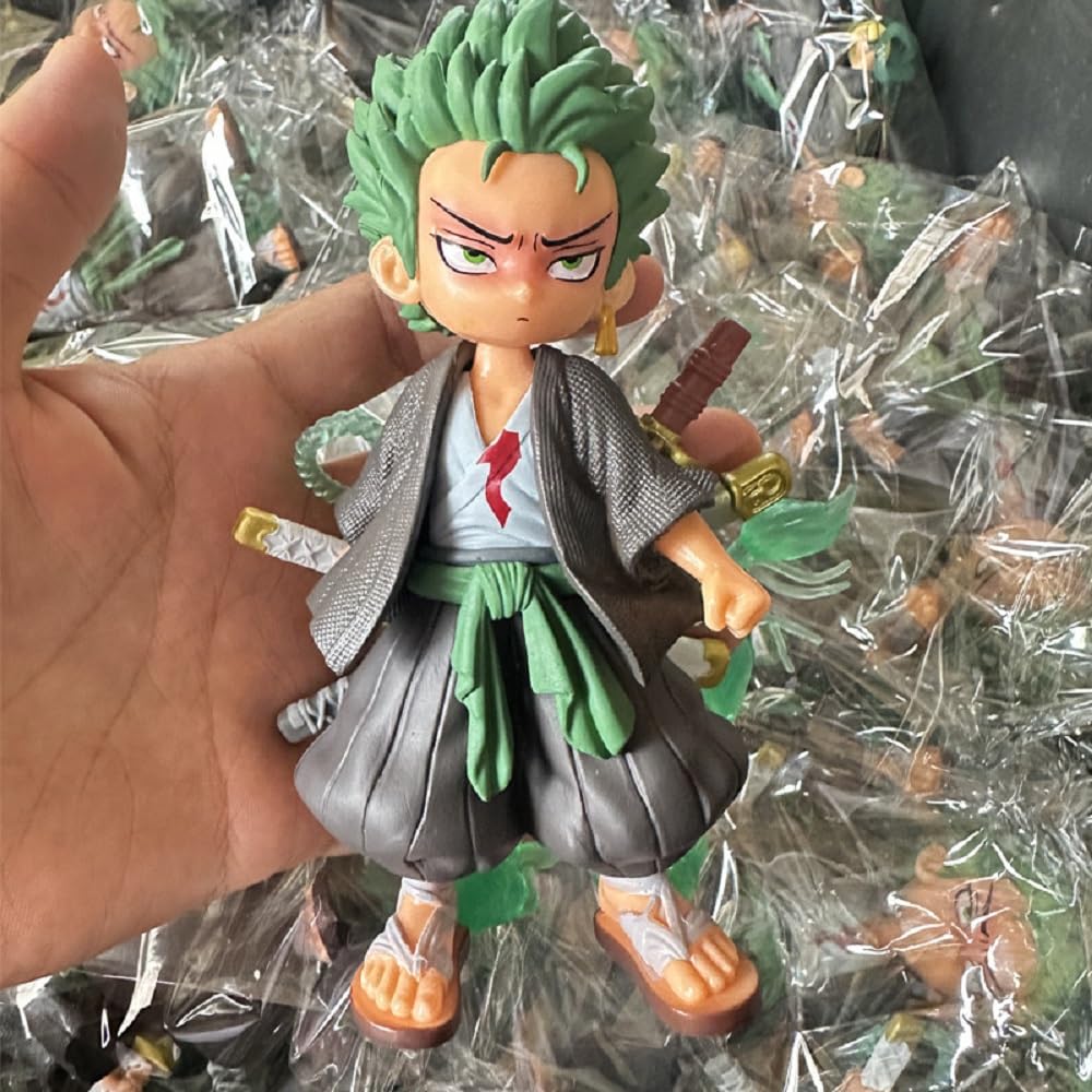 Q Version Zoro Anime Statue Zoro Hero One Piece Roronoa Zoro Approx 15cm PVC Action Figure [Used]