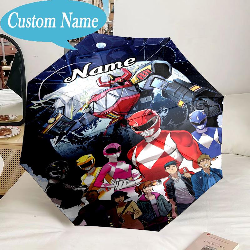 Custom Name Umbrella Power Rangers City Adventure Umbrella 8-Frame for Travel, Camping, Casual Lightweight Portable, Essential for Family Gifts