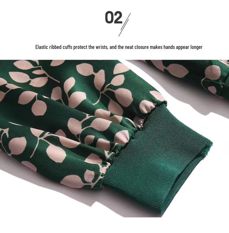 Spring Slim Fit Two-Piece Set: Casual Round Neck Jacket & Chiffon Shirt for Middle-aged & Elderly Women - Plus Size, Sun Protection