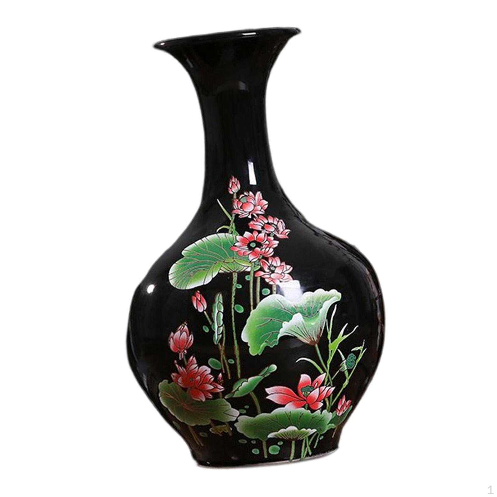 

Ceramic Vase Lotus Pattern Flowerpot Collectible Flower Arrangement Crafts Decoration for Desktop D