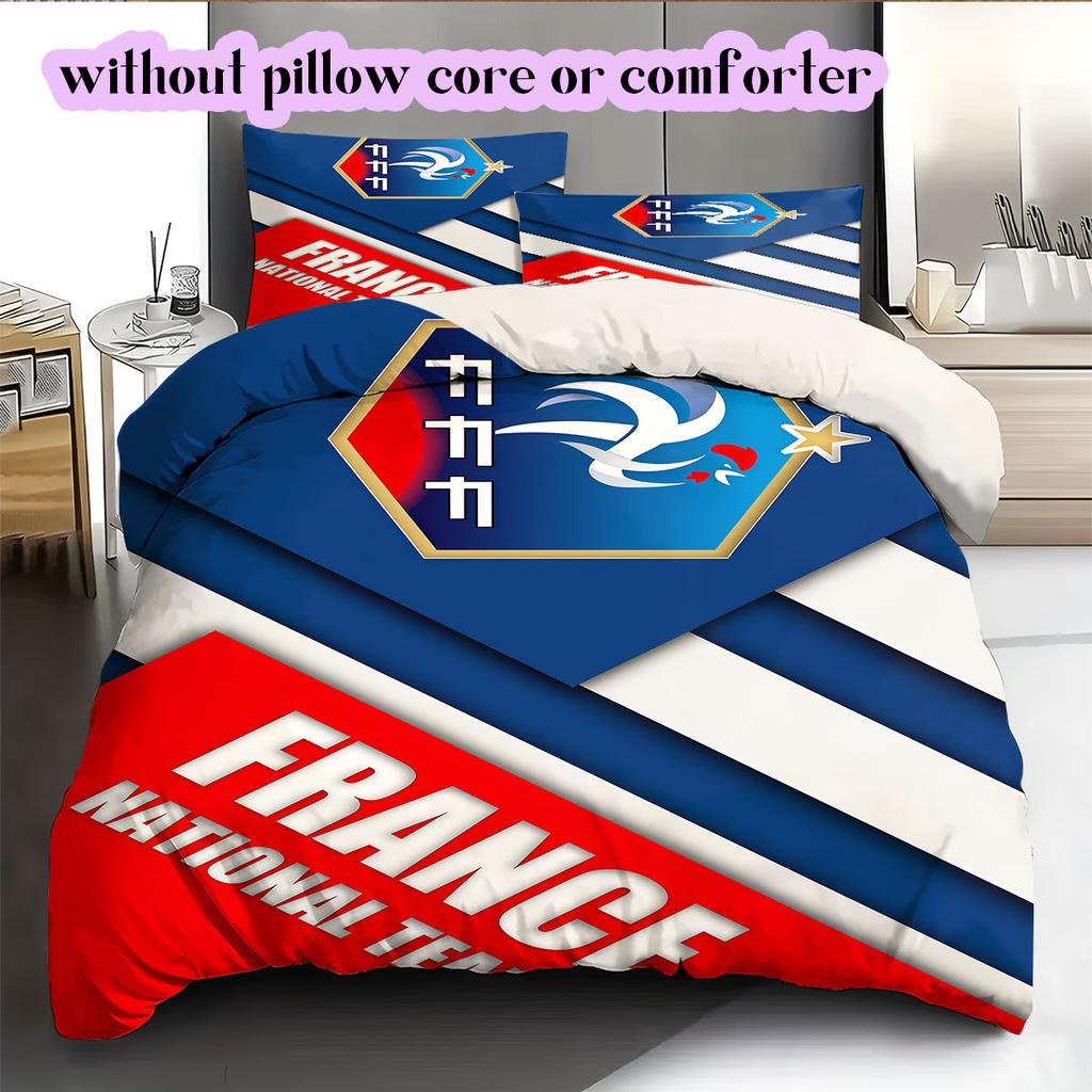 France Football Soccer Pattern Bedding,Quilt Set Quilt Cover Pillowcase Home Birthday Gift (1*duvet Cover+2*pillowcase,without Core)