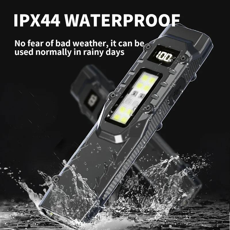 Portable EDC Torch Flashlight USB Rechargeable LED Flashlight IPX44 Waterproof LED Work Light for Emergency Camping,black