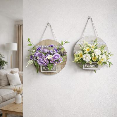 Creative Wood Wall Decoration Flower Basket Wall Mounted Decorative Wall Hanging Flower Pots Round Dried Flower Basket Garden