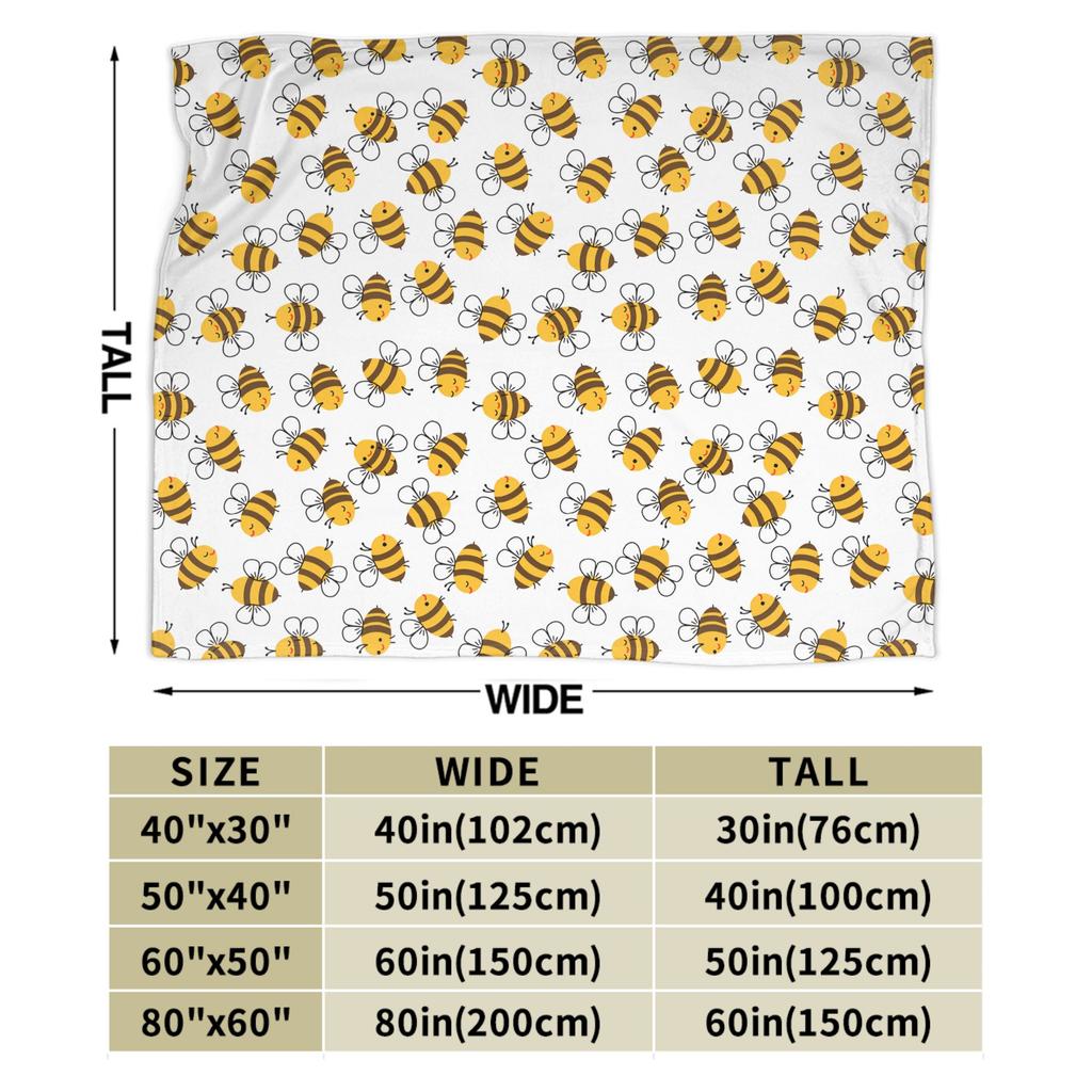 Bee in honeycomb and flowers Flannel Blankets  Soft Throw Blanket for Bedroom Camping Street Trend Bedspread Sofa Bed Cover