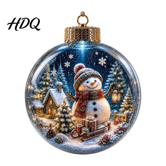 Religious Christmas Souvenir Glowing Ball Ornaments Mini Holiday Scene Light-Up Hanging Clear Holy Season Spiritual Gift Acrylic Decoration with Warm