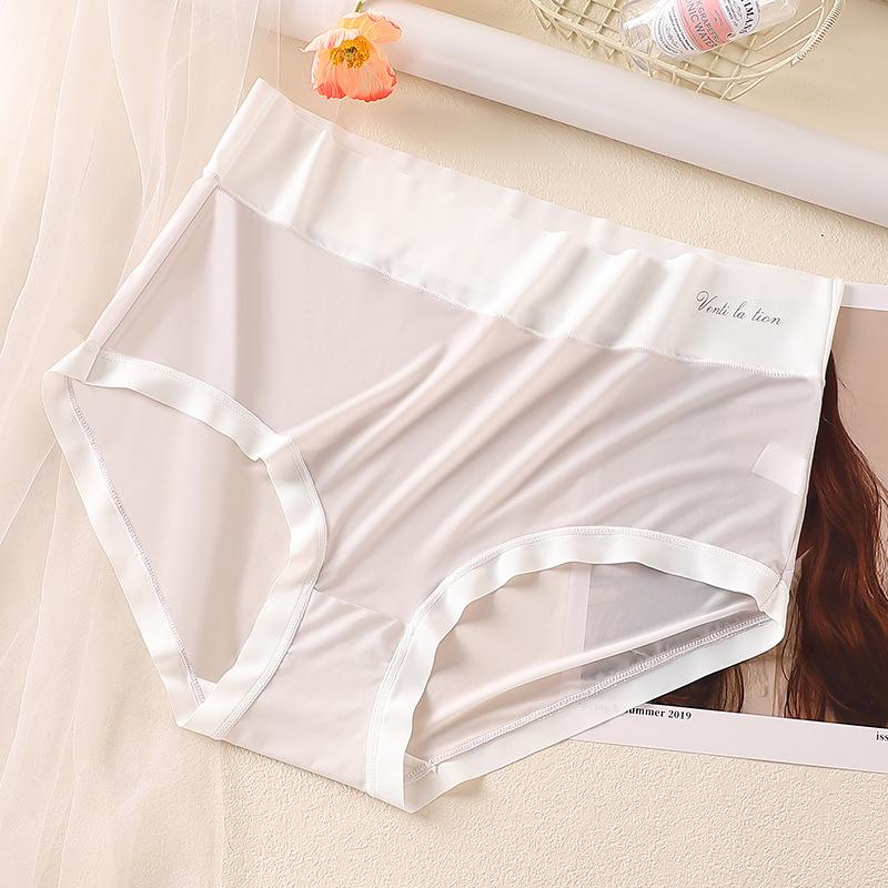 Ultra-Thin Seamless Plus Size High Waist Ice Silk Briefs for Women
