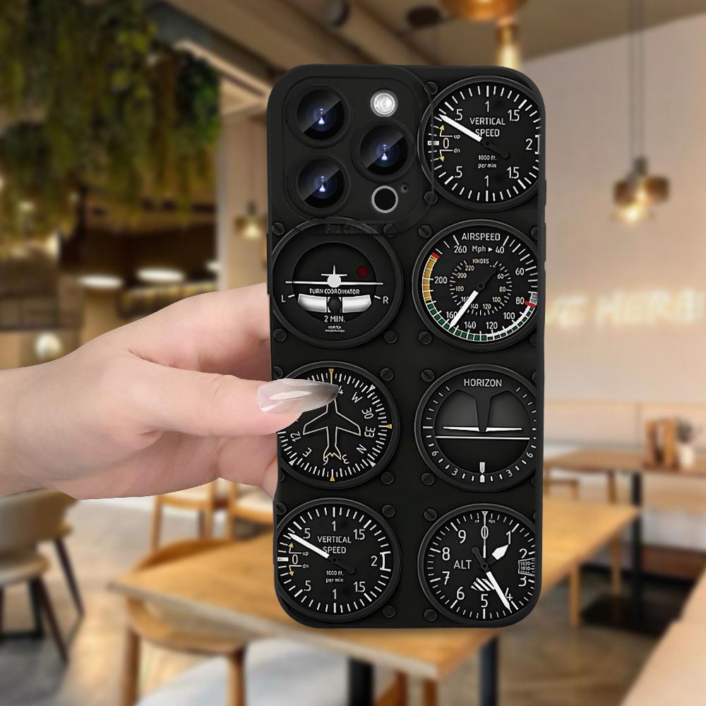 Aircraft Instrument Panel Pattern Phone Case Suitable for iPhone 17 16 15 14 13 12 11 Pro/Max/Plus Anti Drop and Shockproof