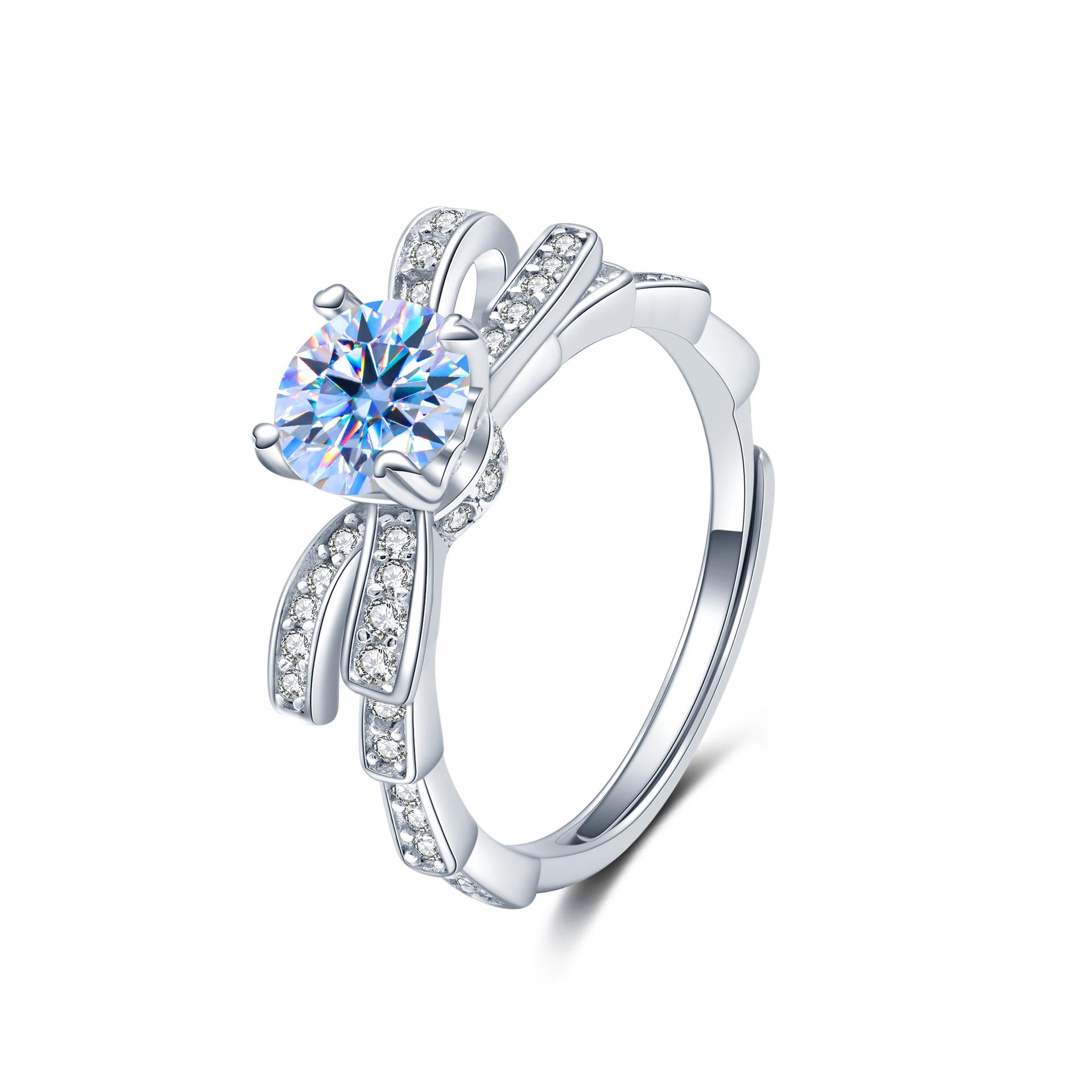 

Кольцо из серебра 925 пробы с муассанитом и бриллиантами, кольцо-бантик, женское, открытое, тонкое, маленькое и изысканное, простое, модное, легкое, роскошное 9