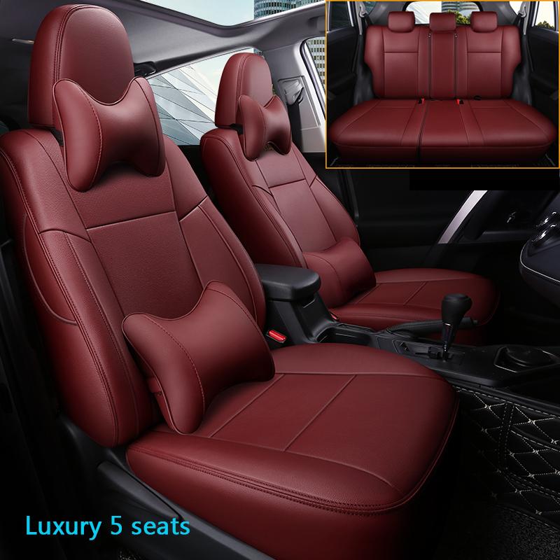 Premium Leather Car Seat Cover For Toyota RAV4 2013-2018 Custom Fit Auto Special Luxury Protect Breathable Car Seat Cushion
