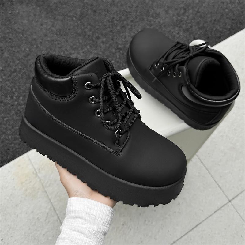 

Big yellow boots Martin boots autumn and winter new casual high-top board shoes niche fat Martin boots Y 39 чёрный