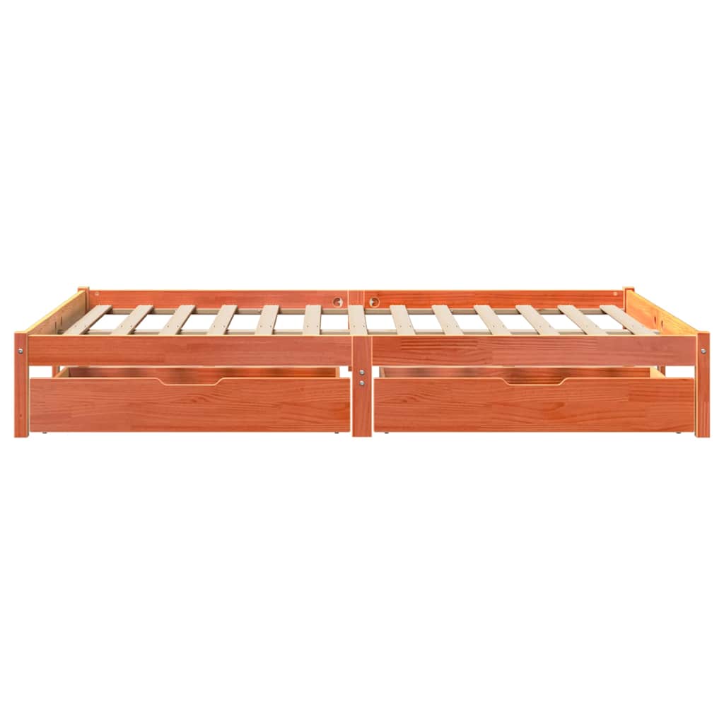 Vidaxl Bed Frame Without Mattress, Waxed Brown, 150X200 Cm, Solid Pine