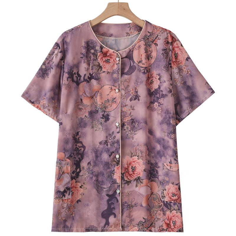 Blusas Elegantes de Talla Grande para Mujer 4XL-8XL Verano Tops Oversize Camisas Casuales de Manga Corta para Mujer