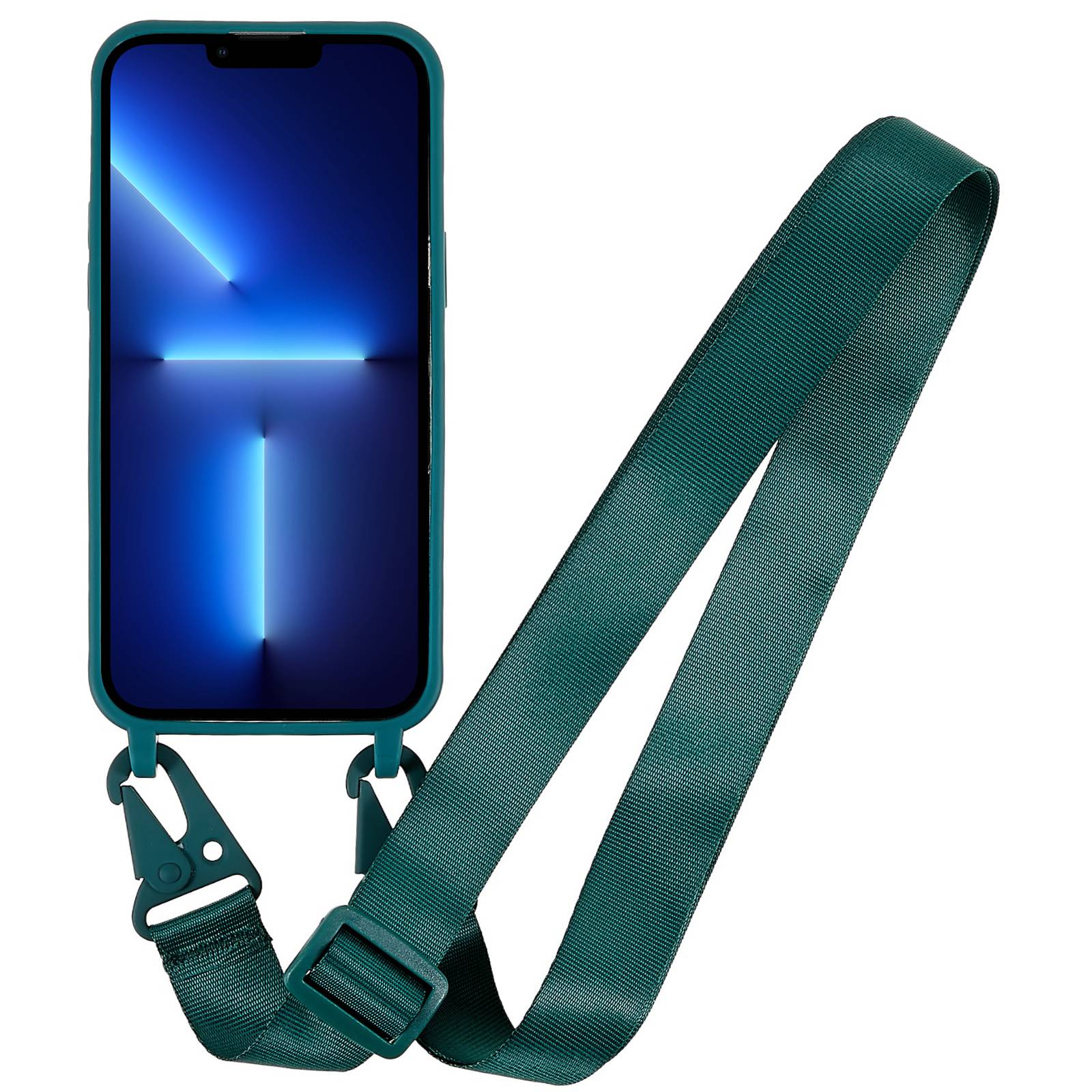 

For iPhone 16 Pro Lanyard Case TPU Soft Matte Phone Cover Dark Green