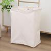 Durable Nursery Organizer Laundry Basket with Wooden Handles, Cotton And Linen Large Family Size Clothing Basket, Storage Space Saving