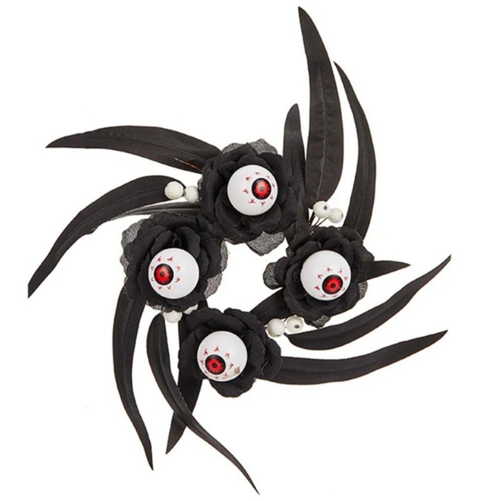 Mini Candlestick Wreath Silk Flower Creative Candle Holder Wreaths Halloween Decor Rose/Eyeball/Pumpkin Candle Wreath