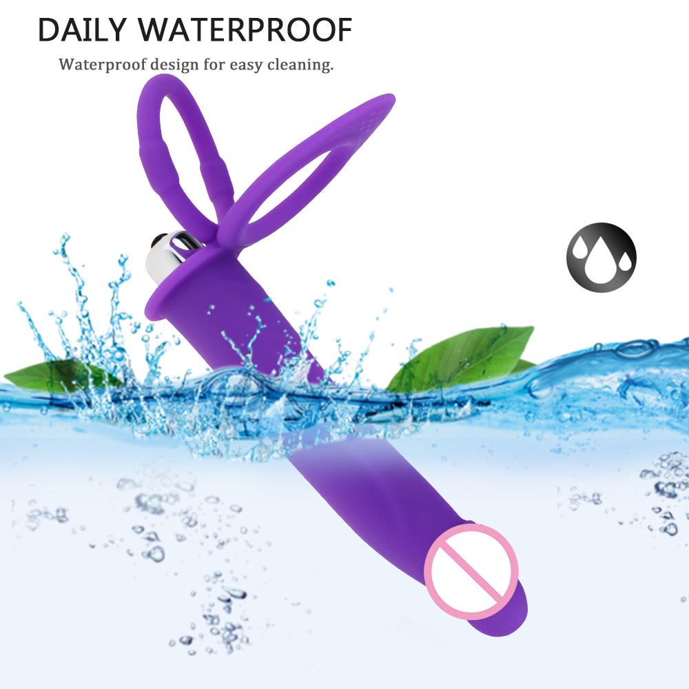 Silicone Double Penetration Penis Vibrator Strap On Dildo Vibrator Anal Plug Prostate Massage Anal Plug Sex Toys for Men Sexo