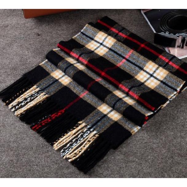 New Atmosphere Imitation Cashmere Plaid Tassel Scarf For Men In Autumn And Winter, With Thickened Velvet And Warm Neck