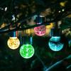 12Pcs Solar Powered Outdoor Hanging Lights Colorful LED Cracked Glass Ball Design Waterproof Pathway Lantern for Garden Decor