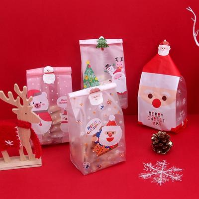 50 Counts Christmas Santa Bag Christmas Gift Bags 2023 New Year Xmas Cookie Candy Packaging Pouch