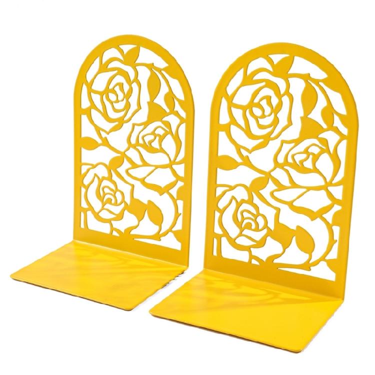 Modern Rose Themed Metal Bookends Easy To Clean Surfaces For Efficient Desktop Organization