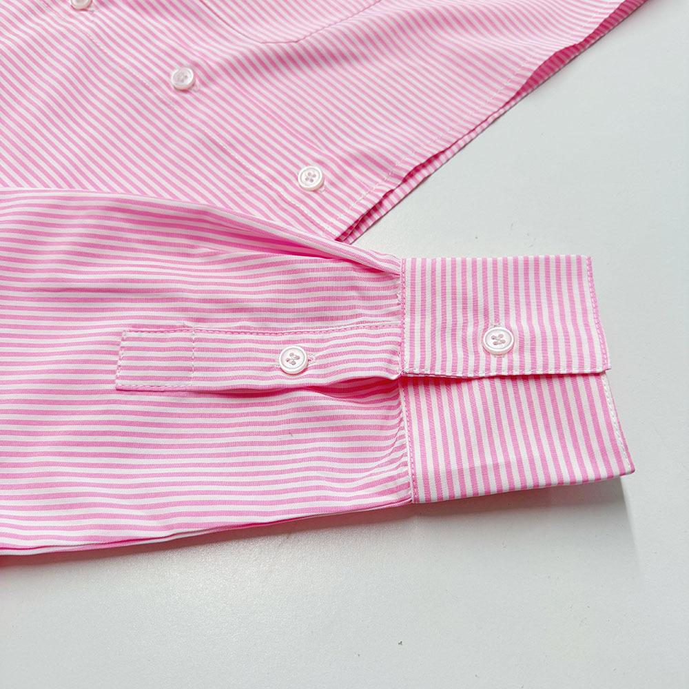 Striped Long Sleeve Shirt Women's Tennis Set Fashion Casual Elastic Waist Pleated Skirt Two-Piece Set