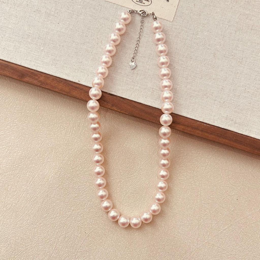 Cherry Blossom Pink Pearl Necklace: Elegant, Lustrous, Perfectly Round - Ideal for Spring & Versatile for Women