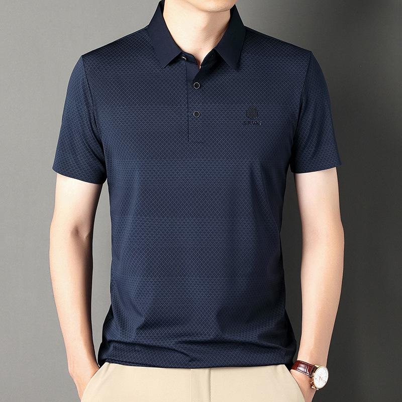 Summer New Short-Sleeved T-shirt Men's Young and Middle-Aged Lapel Loose Business Casual Hot Thin Solid Color Polo Shirt