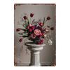 Vintage Metal Wall Poster Teal Rose Teacup 20x30cm Wall Decor