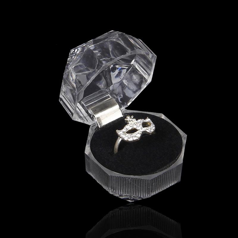 20PCS Acrylic Crystal Ring Boxes Storage Display Box Storage Organizer Case Clear Package Box for Wedding Jewelry Packaging