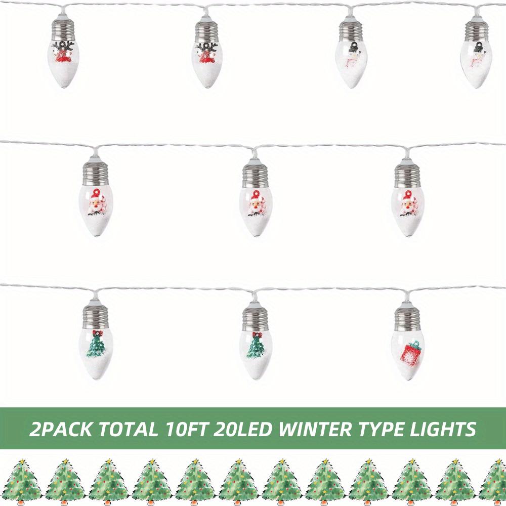 Julelys, Jule Snøkulelys med Klare Pærer, Lyslenke Varmhvite Lyslenke Innendørs, Soveromsfest Vintage Juledekor