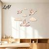 Flying Goose Wall Decals 7Pcs/Set Wooden Decor for Art and Cloud Nursery Self-Adhesive Bohemian Kids Room Background Decoration Bedroom Living Room