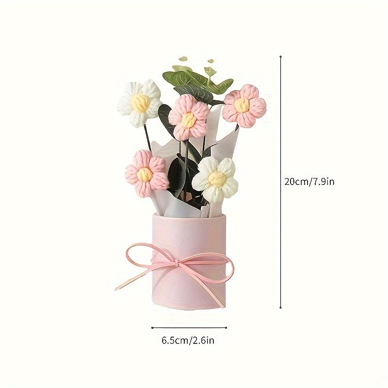 1 Set Handmade Crochet Vase Flower, Pink Spring Bouquet for Mother's Day Graduation Gift, Mother's Day Home Desk Decor