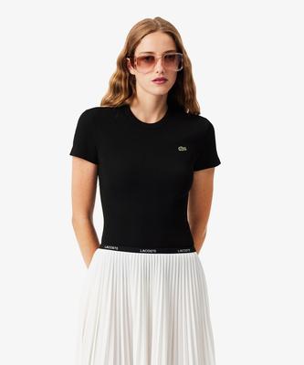 LACOSTE Women'S Slim Fit Rib Knit Short Sleeve T-Shirt Tf5538-56G 031