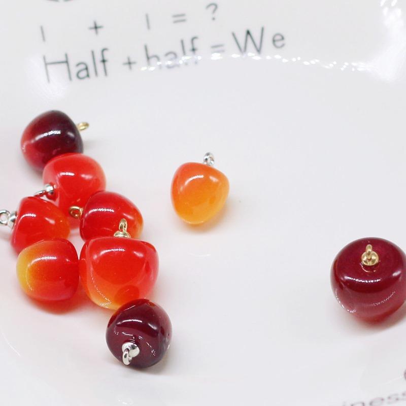 

15 мм Акриловые Бусины Вишня Вишня Подвеска Бусины Серьги Аксессуары для Волос DIY Аксессуары Аксессуары 20pcs красный