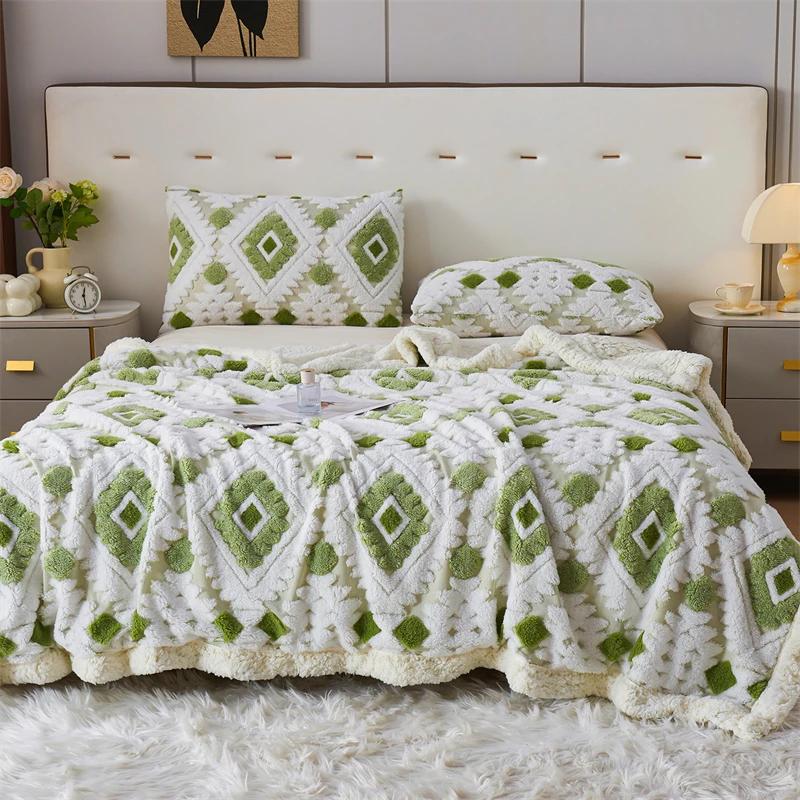 Bohemia Warmth Thickened Jacquard Blanket Autumn Winter Creative Geometric Pattern Sofa Blankets Keep Warm Plush Nap Comforter