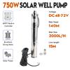 3" 24V 350W/48V 750W Deep Well Solar Submersible Bore Hole Water Pump Built-in MPPT