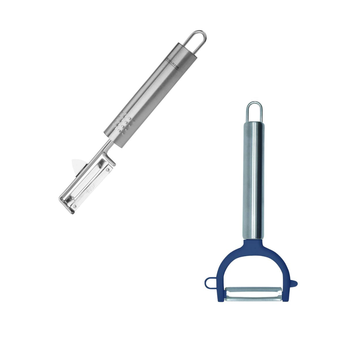 Duo Eplucheur à légumes pendule et rasoir à légumes inox et plastique Fackelmann ref. 9944050