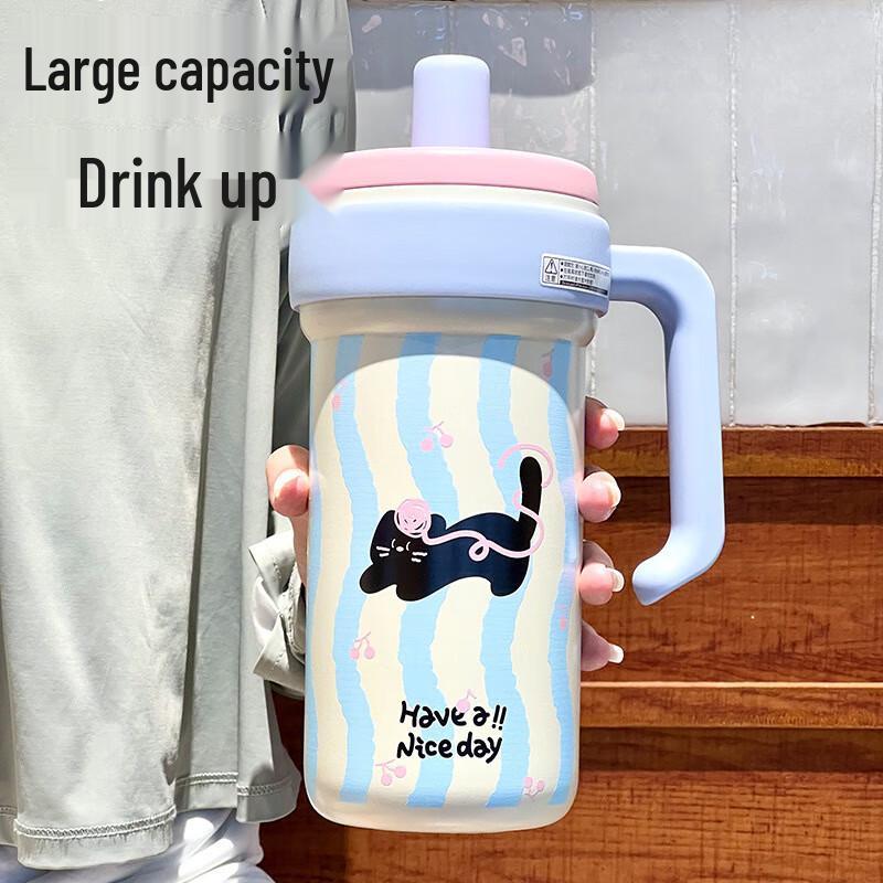 TLAKEHO Jumbo Insulated Stainless Steel Straw Tumbler