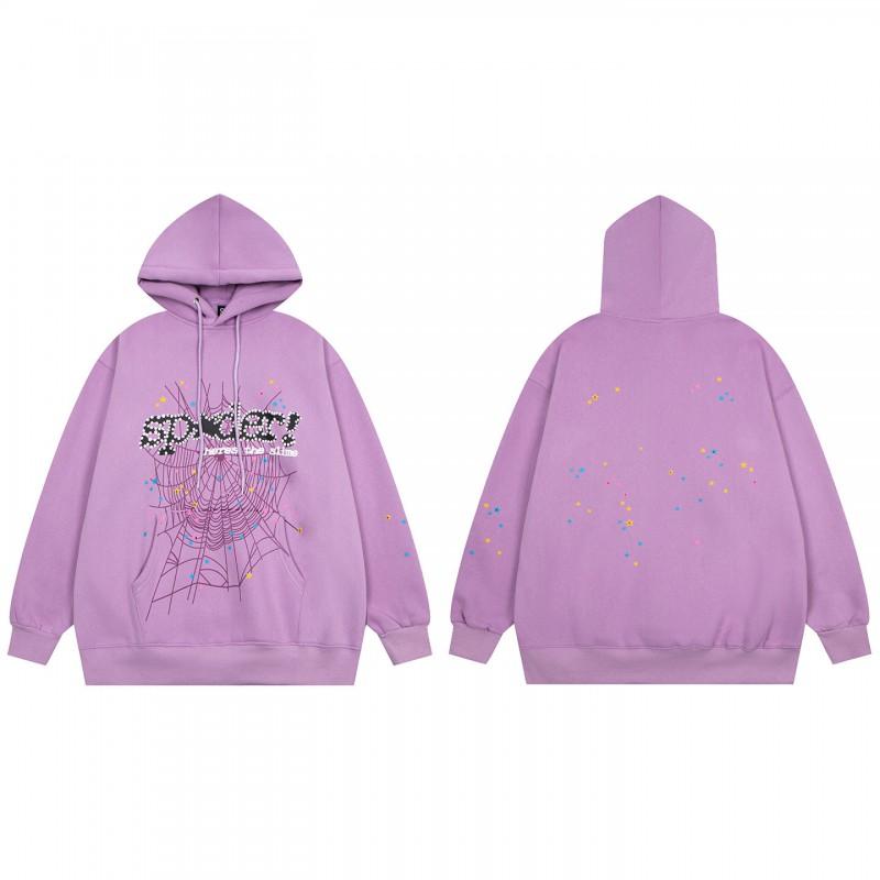 Sp5der Spider Web Foam Print Fleece Hoodie Loose Fit Hip Hop Sweatshirt Men Women