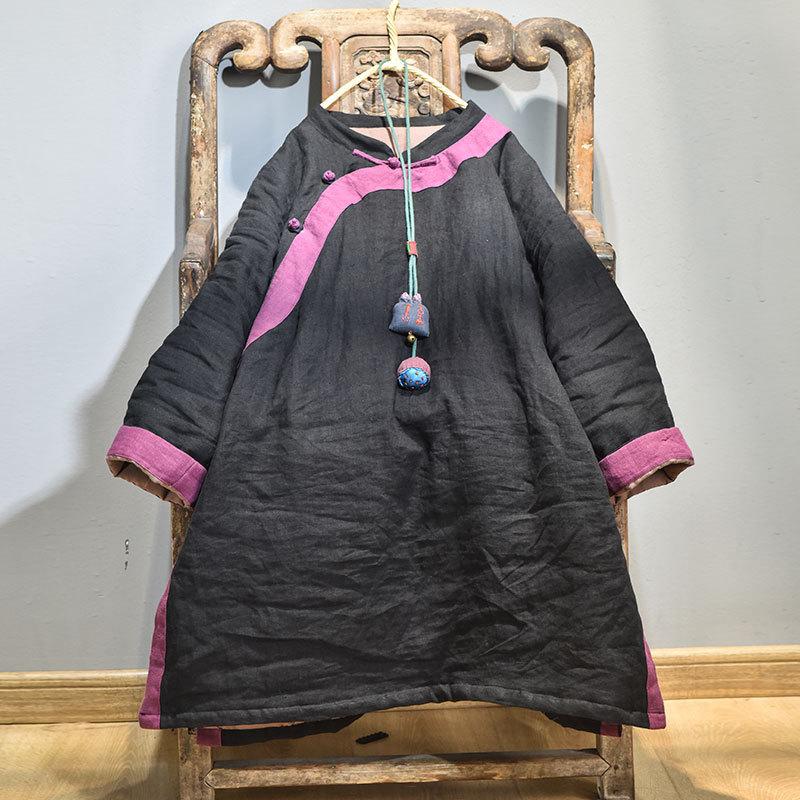 

Johnature женский пуловер винтажные парки в стиле пэчворк цветные пуговицы халаты с длинными рукавами зимние теплые парки в китайском стиле One Size чёрный